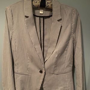 Ann Taylor LOFT Seersucker Striped Jacket Blazer